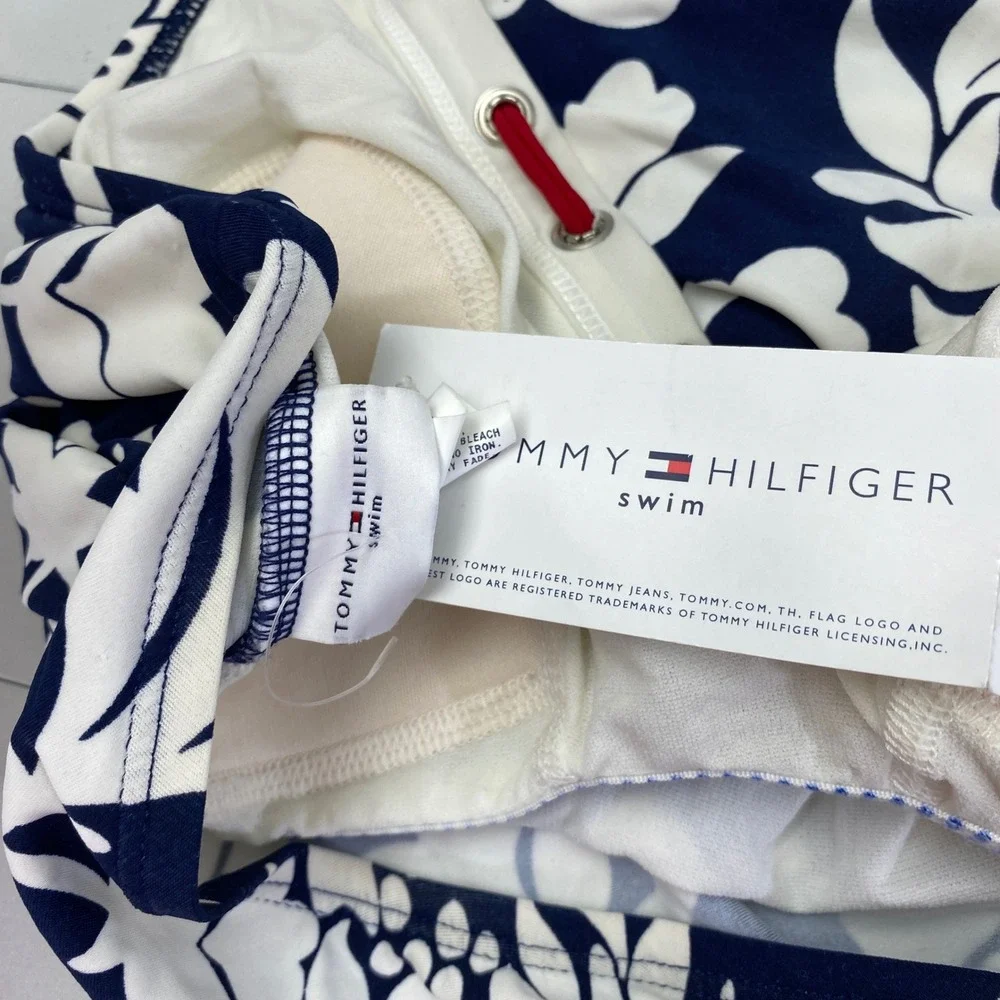 Tommy Hilfiger Floral Halter One Piece Swimsuit Womens 14 Navy White Nautical